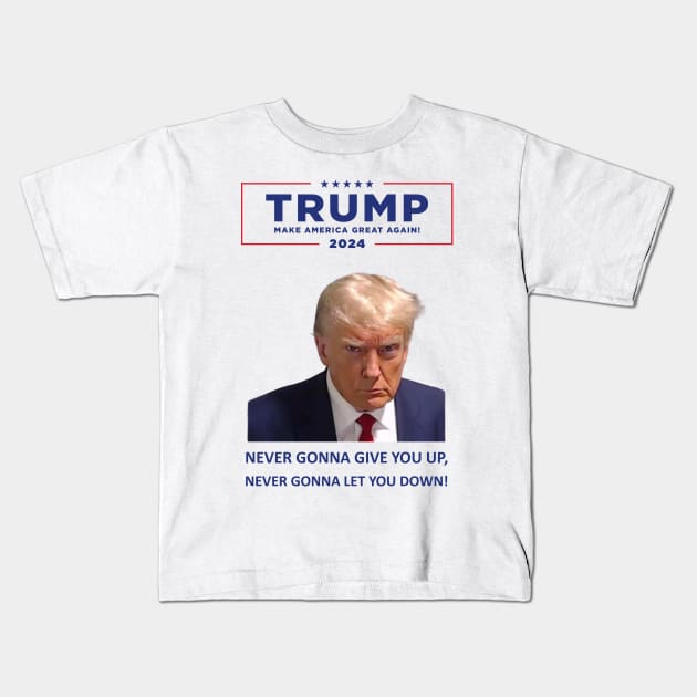 Trump - Rick Rolls to MAGA 2024 Kids T-Shirt by Geek Wars